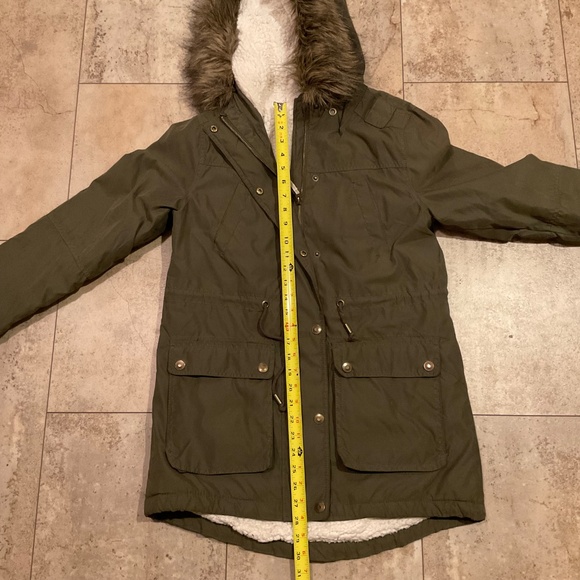 Prince and Fox Olive Green Winter Coat Removable Hood Sz M - READ! - Picture 8 of 11